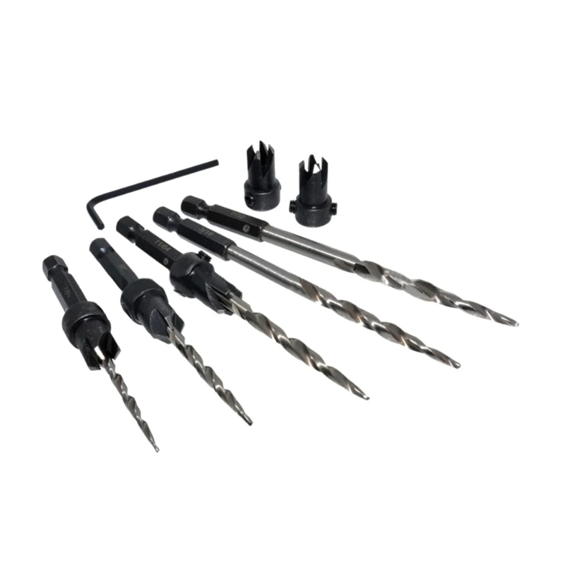 Set Mata Bor Countersink 4/6 /8/10/12Mm Mata Bor Dapat Disesuaikan Alat untuk Membesarkan Lubang Pertukangan Alat Talang Kayu