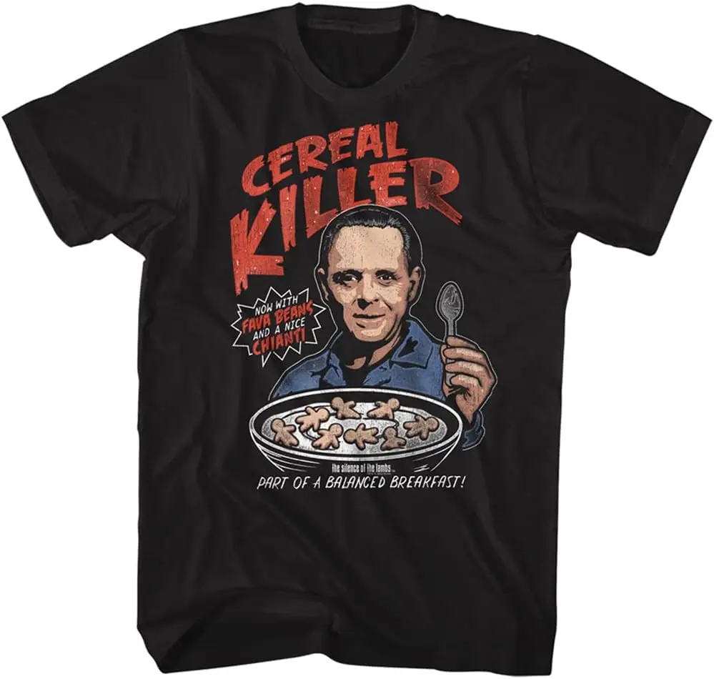 Silence of The Lambs Movie Hannibal Lecter Cereal Killer Adult Short Sleeve T-Shirts Graphic Tees