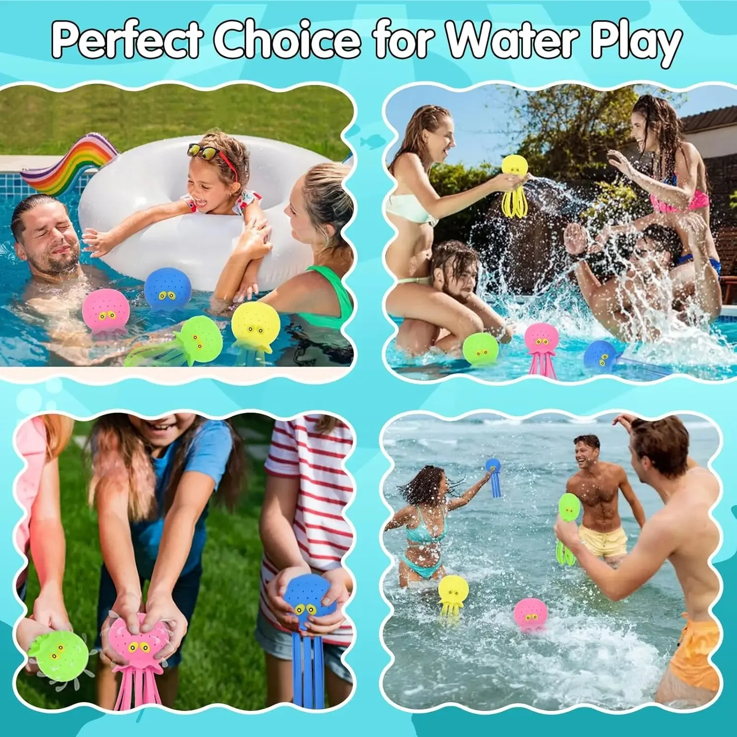 Oktopus-Wasserbälle Sensorisches Stressabbau-Spielzeug Schwimmende Pool-Spielzeuge für Kinder Wasser-Spritzball Schwimm- & Badespielzeug Outdoor-Aktivität & Spiel