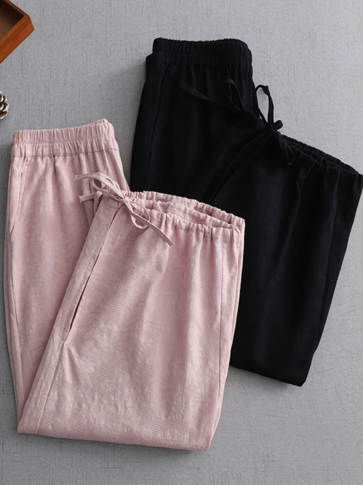 Pure Color Breathable Cotton Linen Harlan Lantern Pants Large Size Women's Trousers Belted Slim High Waist Nine Points Casual...