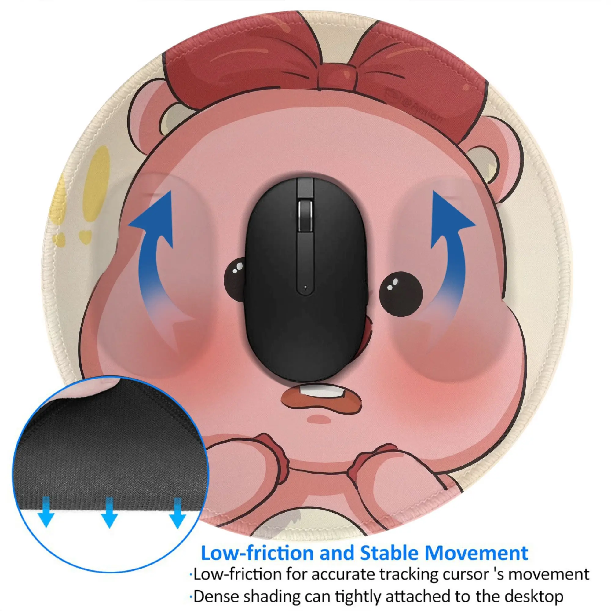 ‌ LOOPY Karpet Alas Mouse Mini Bulat Alas Anti Selip Desktop 8 Inci Alas Komputer Game Alas Mouse Karet Gaming