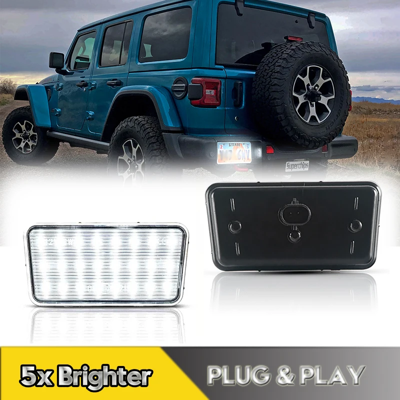 1Pcs For Jeep Wrangler JL 2017-2022 LED License Plate Lights Car Rear Number Plate Lamps 24smd White Canbus OEM#68310837AA