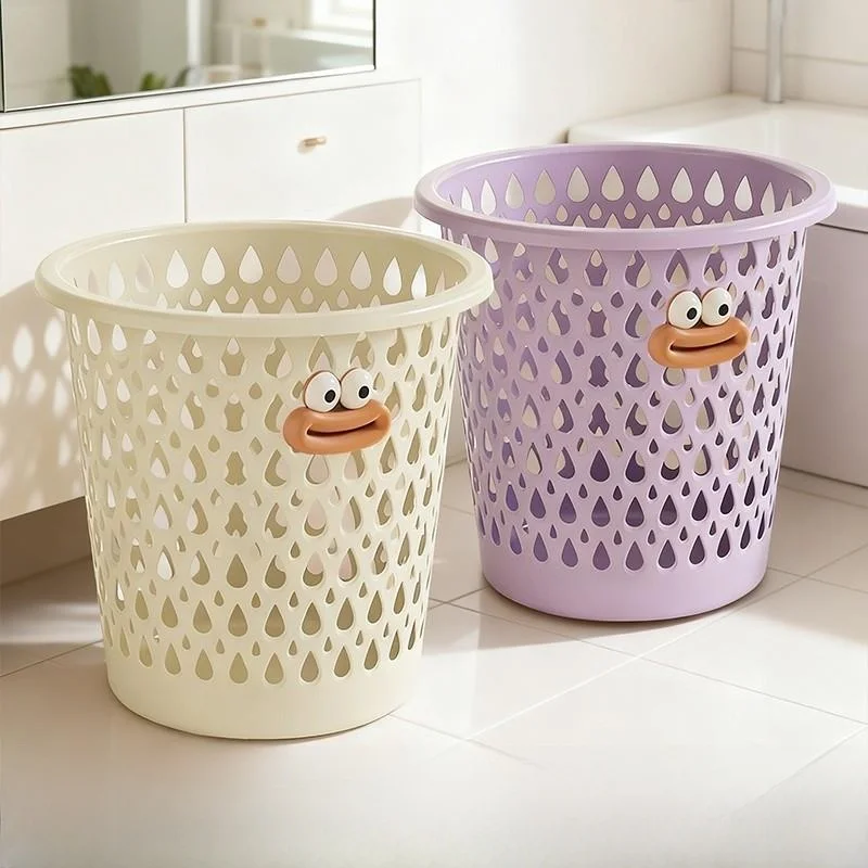 

Kitchen Batoom Plastic Tra Can Cartoon Covered Home Living Room Bedroom Office Toilet Waste Bin round ape 0L Capaci
