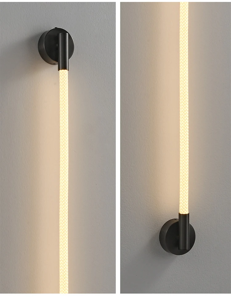 Luke Wand lampe einfache Atmosphäre Licht nordische Nachttisch lampe Wohnzimmer Faser gewebte Licht emittierende Röhre Lampe Bett Zimmer Nacht lampe – Detail 16