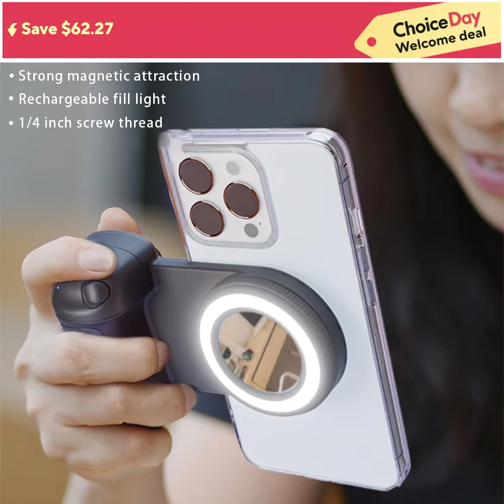 MagSafe Smartphone Cámara Obturador Agarre Bluetooth Selfie Mango Cámara Foto Estabilizador con Luz de Relleno para Iphone Android