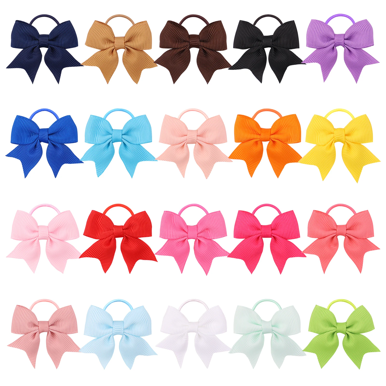 Wholesale 2Inches Solid Color Bows Hair Scrunchies For Kids Girls Grosgrain Ribbon Elastic Hair Band Headwear Hair Accessories