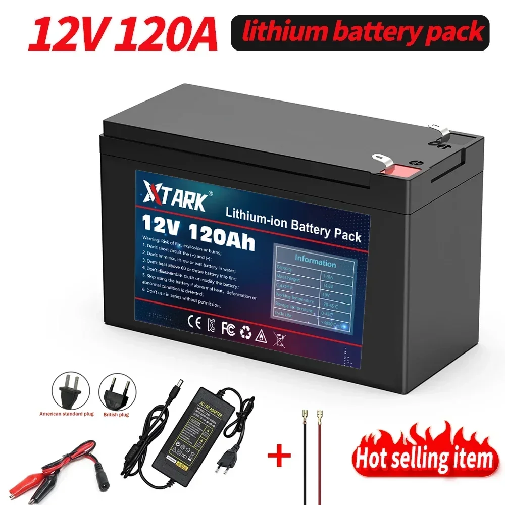 Upgraded 12v 120Ah 18650 Li Ion Battery Electric Vehicle Lithium Battery Pack 9V- 12V 150000mAh Built-in BMS 80A High Current