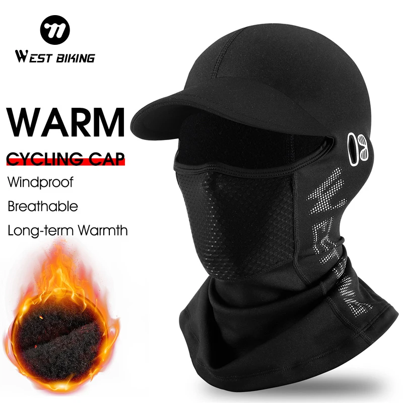 

WEST BIKING Winter Cycling Headgear With Brim Thermal Warm Full Face Mask Windproof Breathable Bicycle Motorcycle Balaclava