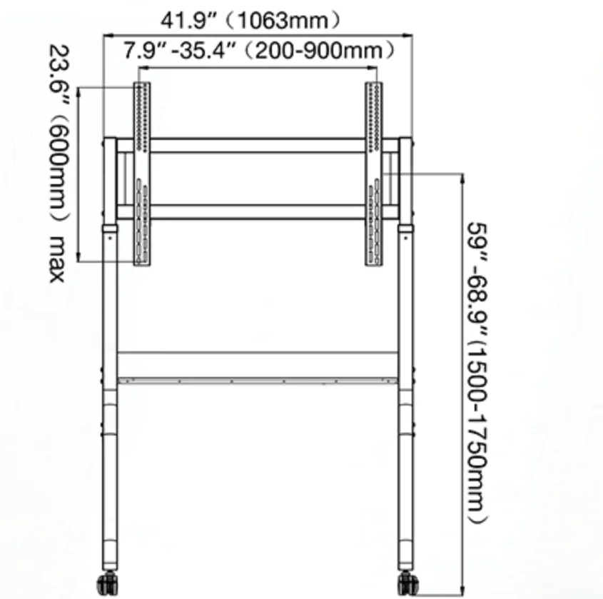 ZJW STLF Advanced Professional Mobile Cart for Extra Large Screen Smart Board and Video Conference Room Solution P220