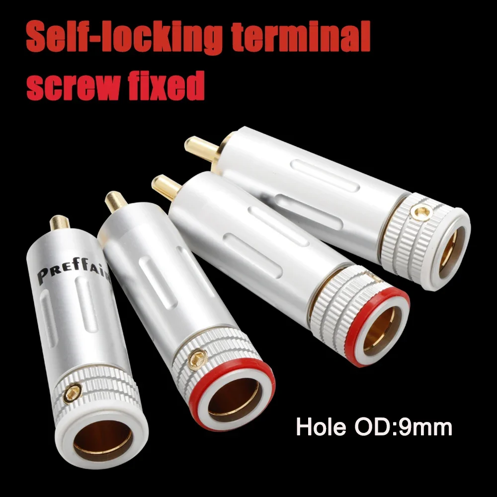 RCA Plug Gold Plated Audio Video Connector HIFI Audio RCA Self Locking Preffair RCA For Audio Cable Support  8.5MM Line