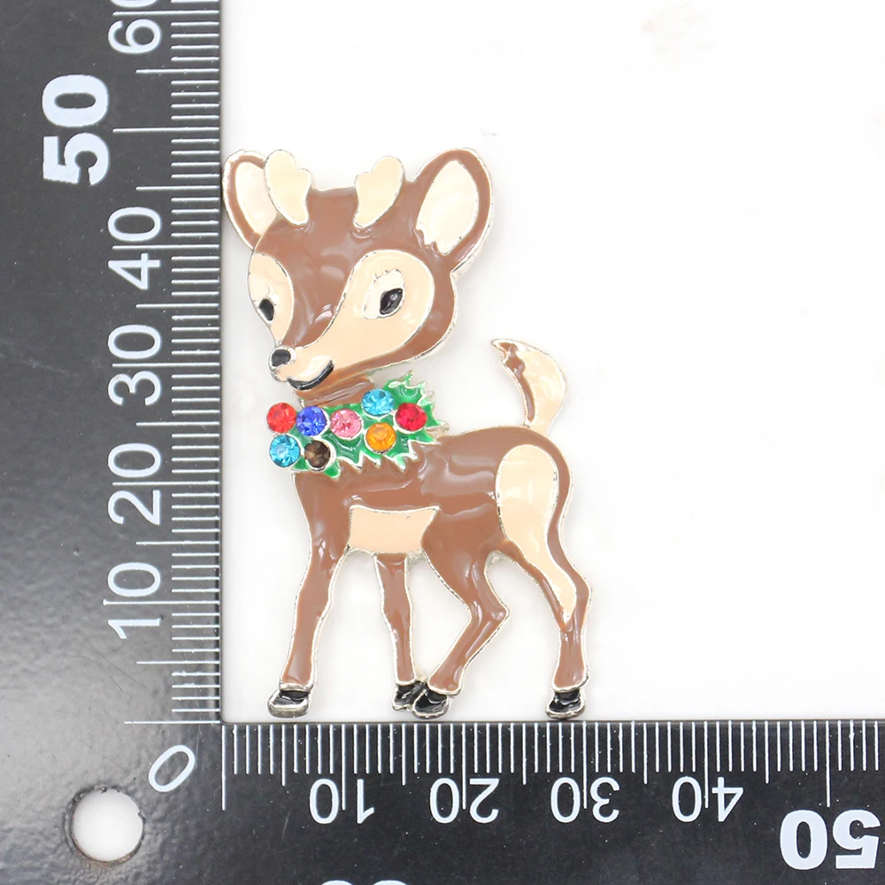 Wholesale 50pcs/lot Crystal Rhinestone Adorable Deer Reindeer Button Flat Back Jewelry Gift Cloth Decoration