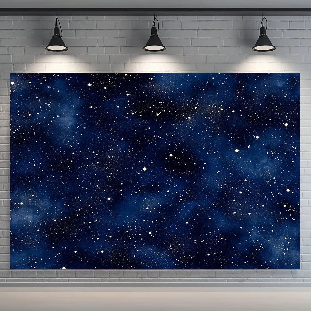 [1pc Starry Sky Tapestry] Enchanting Starry Sky Tapestry - 1pc Deep Blue Galaxy Design, Lightweight Polyester Wall Hanging with