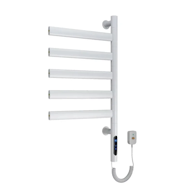 180° Rotating 4-Bar Warmer Towel Rack Wall Mounted with 1-9H Timer and Multi-Level Adjustments for Hotels and Bathrooms