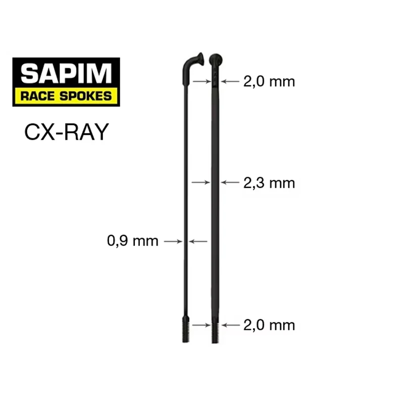 SAPIM CX-Ray Aero Bladed Spokes Bend(J-Hook), Straight Pull CX RAY Spoke , Even length 206-306 mm, 2.0-0.9*2.2--2.0mm 14G