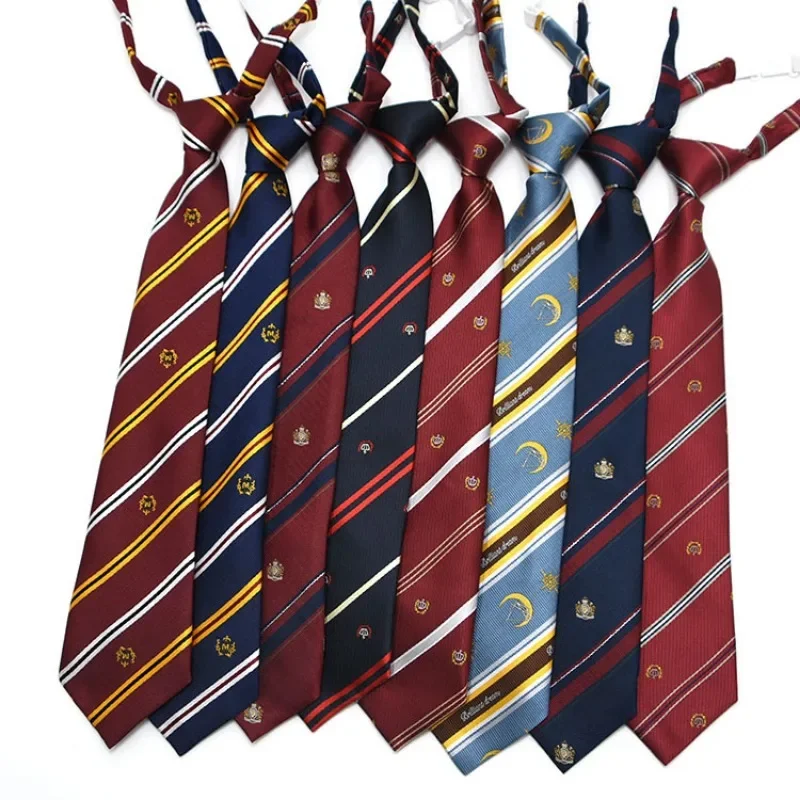 

Striped Tie Crown Moon Pattern Decoration Personalized Trendy Student Uniform Tie College Style Fashion Daily Casual Tie