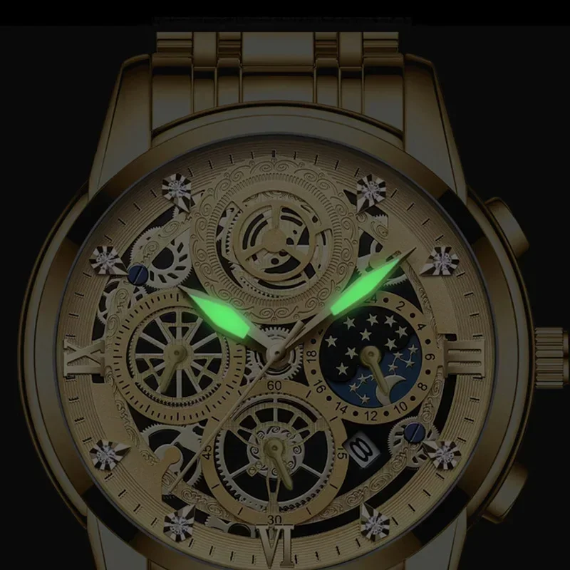 BINBOND Топ Роскошные Модные Мужские Часы Водонепроницаемые Светящиеся Дата Мужские Наручные Часы Из Нержавеющей Стали Деловые Мужские Кварцевые Часы Reloj