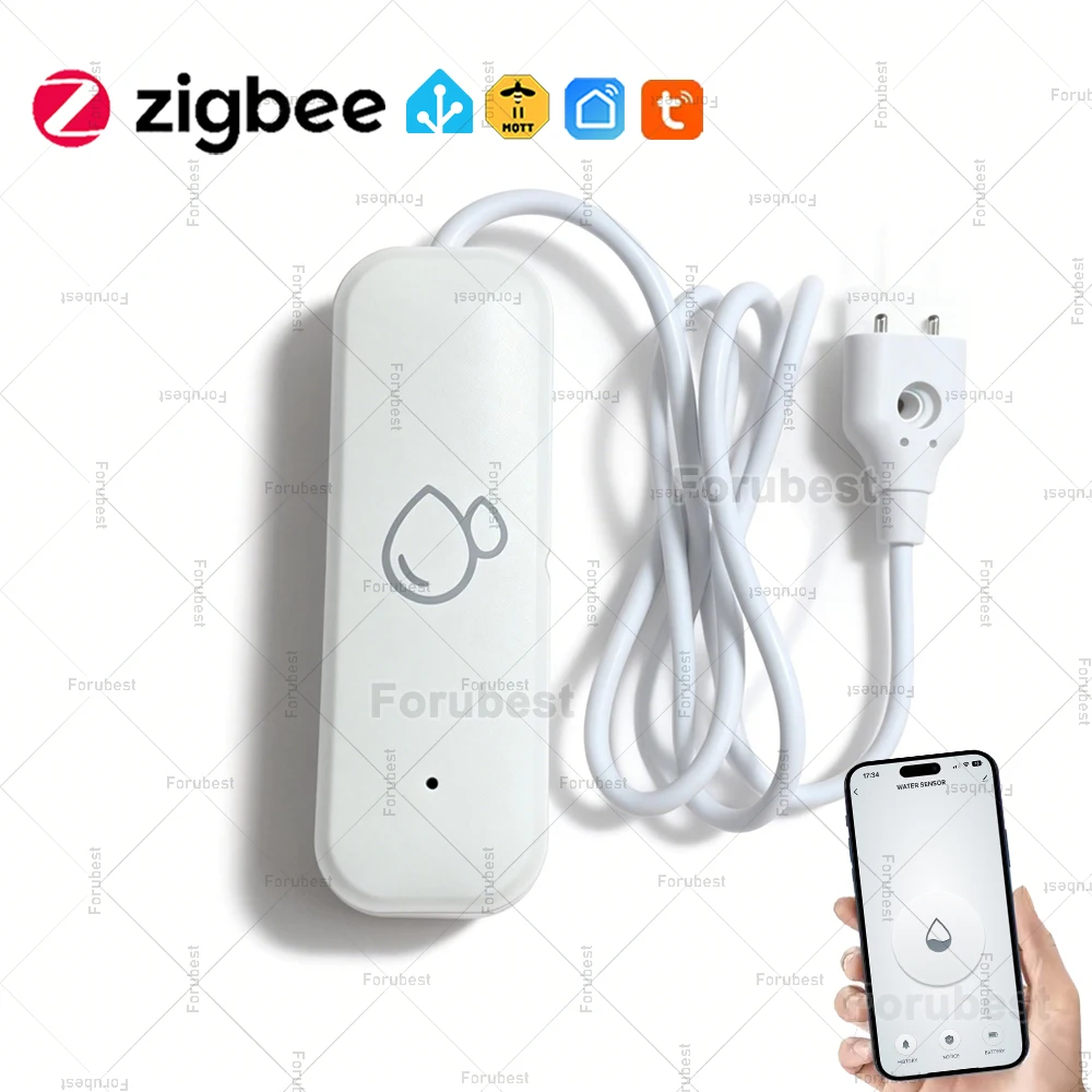 Zigbee Water Sensor Flood Water Leakage Detector App Remote Monitor Need Gateway Supports Tuya Smart Home Assistant Zigbee2mqtt