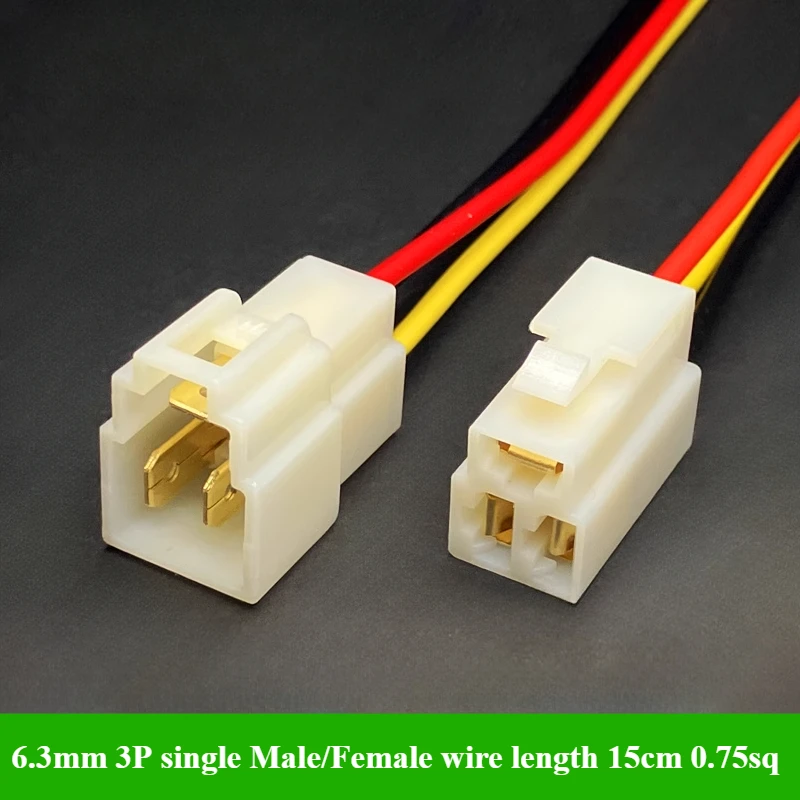 1P/2P/3P/4/6/8/9P 6.3mm Automobile Harness Connector 15cm High Current Equipment Cable Male Female Plug Butt Joint 0.75mm2 18AWG