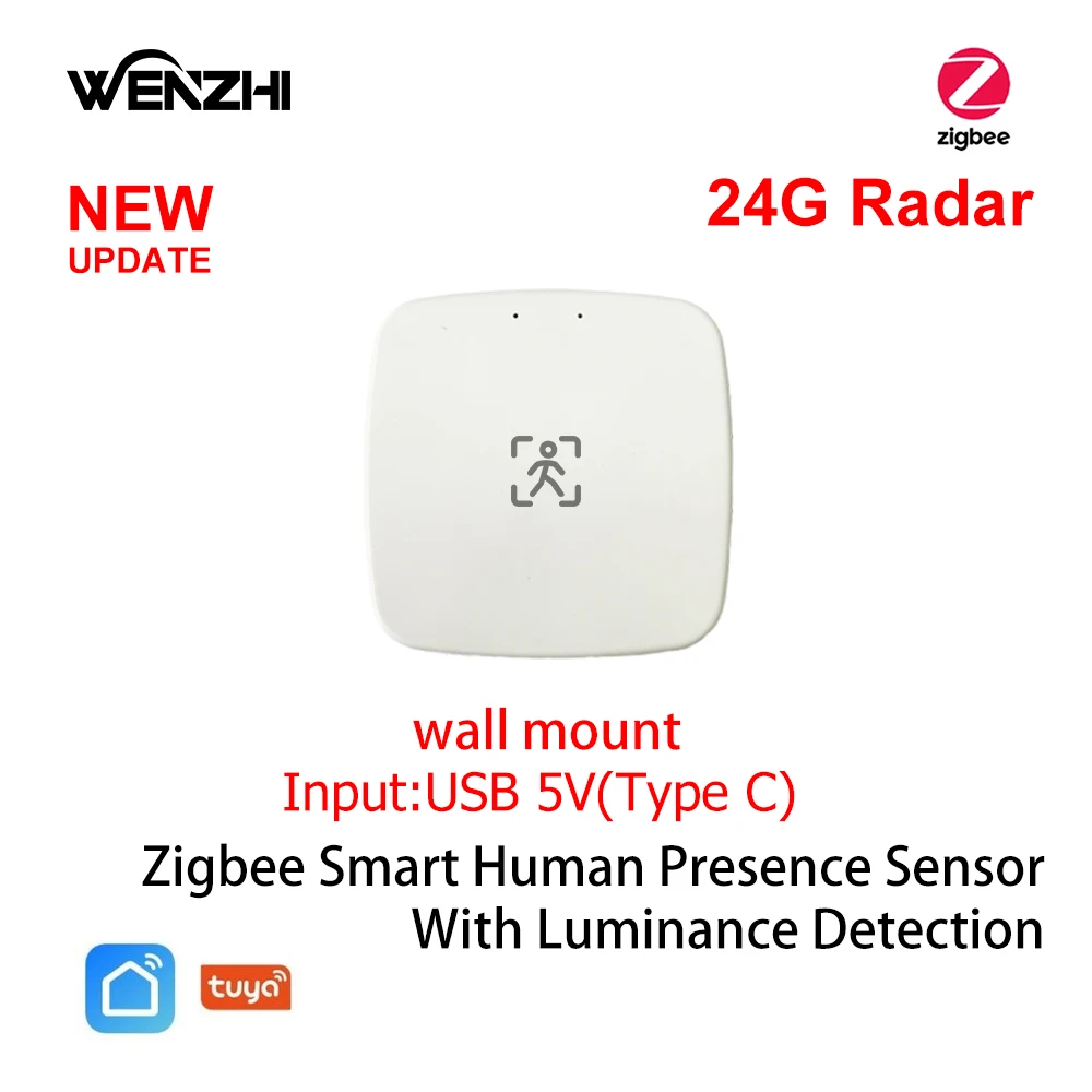 ZigBee Wifi MmWave Menselijke aanwezigheid Bewegingssensor met helderheid/afstandsdetectie 5/110/220V Tuya Smart Life Domotica
