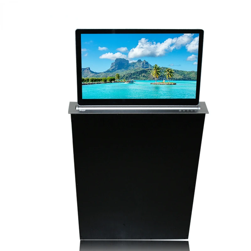 Custom Screen Size Conference Room Desktop LCD Monitor Audio Lifting Mechanism 15.6 inches LED Screen Display Office System