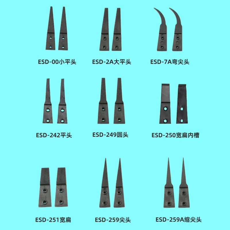 Pinzette zur Wimpernverlängerung, austauschbare Spitze, kohlefaser, leitfähiger Kunststoff, H-Kopf, antistatische Wimpernpinzette aus Edelstahl