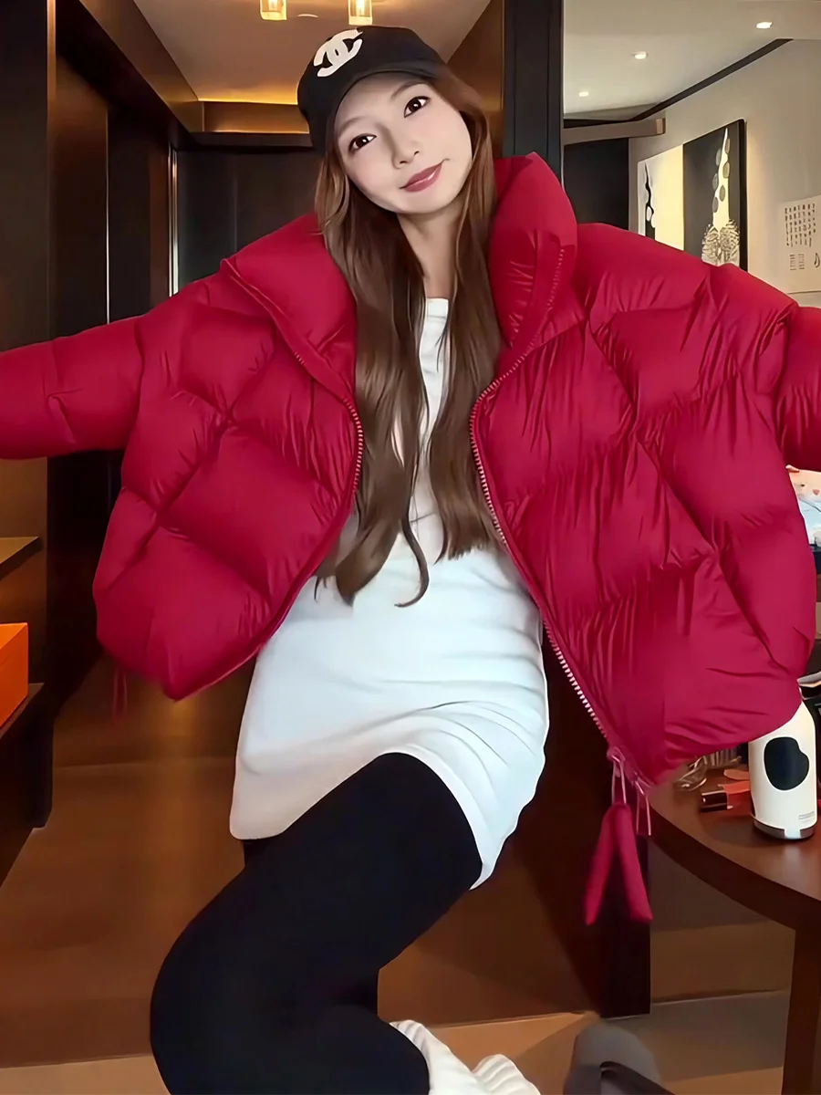 Abrigo de invierno ort 90 blanco Du down Jaet Thiened con cuello levantado, ropa de abrigo cálida, Color rojo, informal, holgado