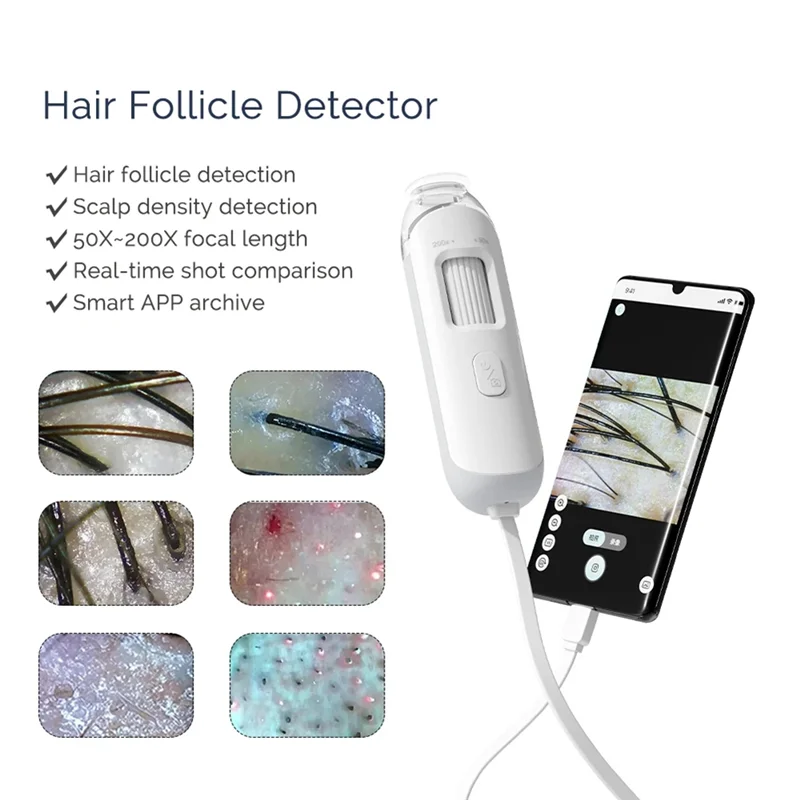 ABWM-électeur testeur de peau analyseur de peau loupe de pores Wifi Visible 50X-200X Mini détecteur de follicule de cheveux cuir chevelu éjecteur de cheveux