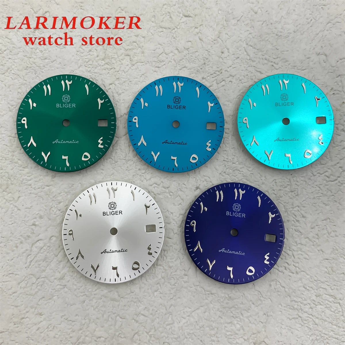 BLIGER 29mm 아랍어 영숫자 3포인트 캘린더 창 NH35 NH36 무브먼트용 무균 다이얼