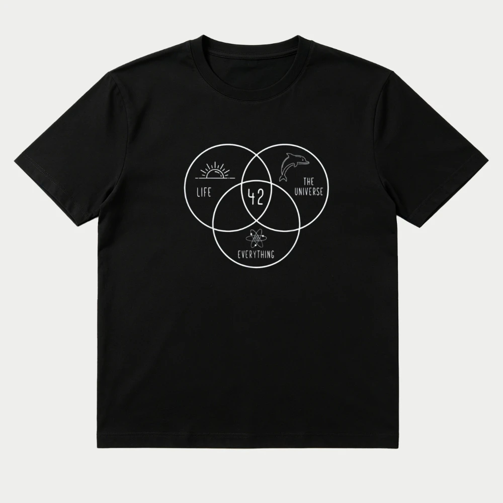 Life Universe Everything 42 Answer To Life Letter Print Graphic Tee T-Shirt Men's Women Tee Streetwear Casual Trendy  All-season