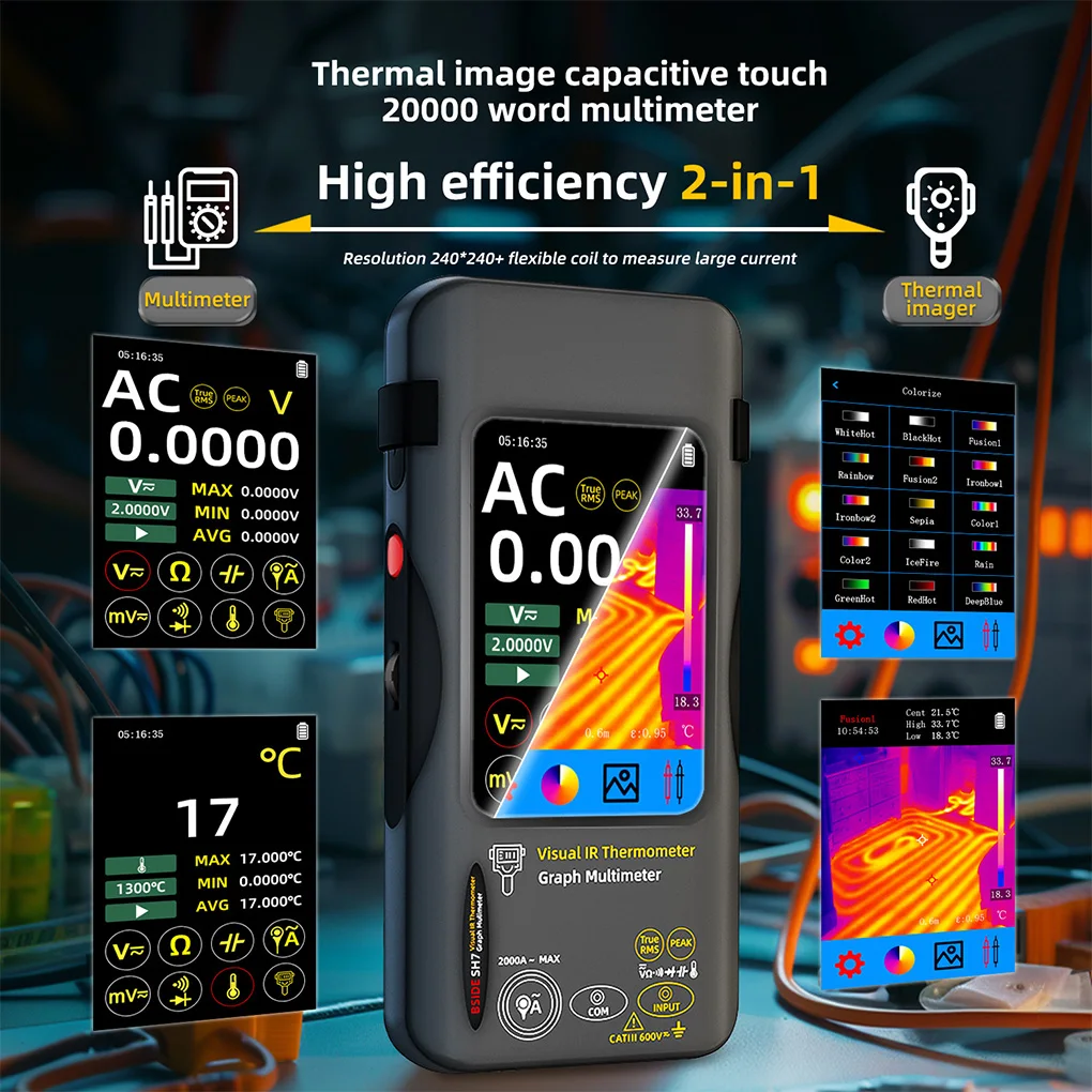 Thermal Imaging Camera Multimeter 320×320 Resolution 3.98Inch PCB Thermal Image Multimeter Circuit Board Electrical Inspect Tool