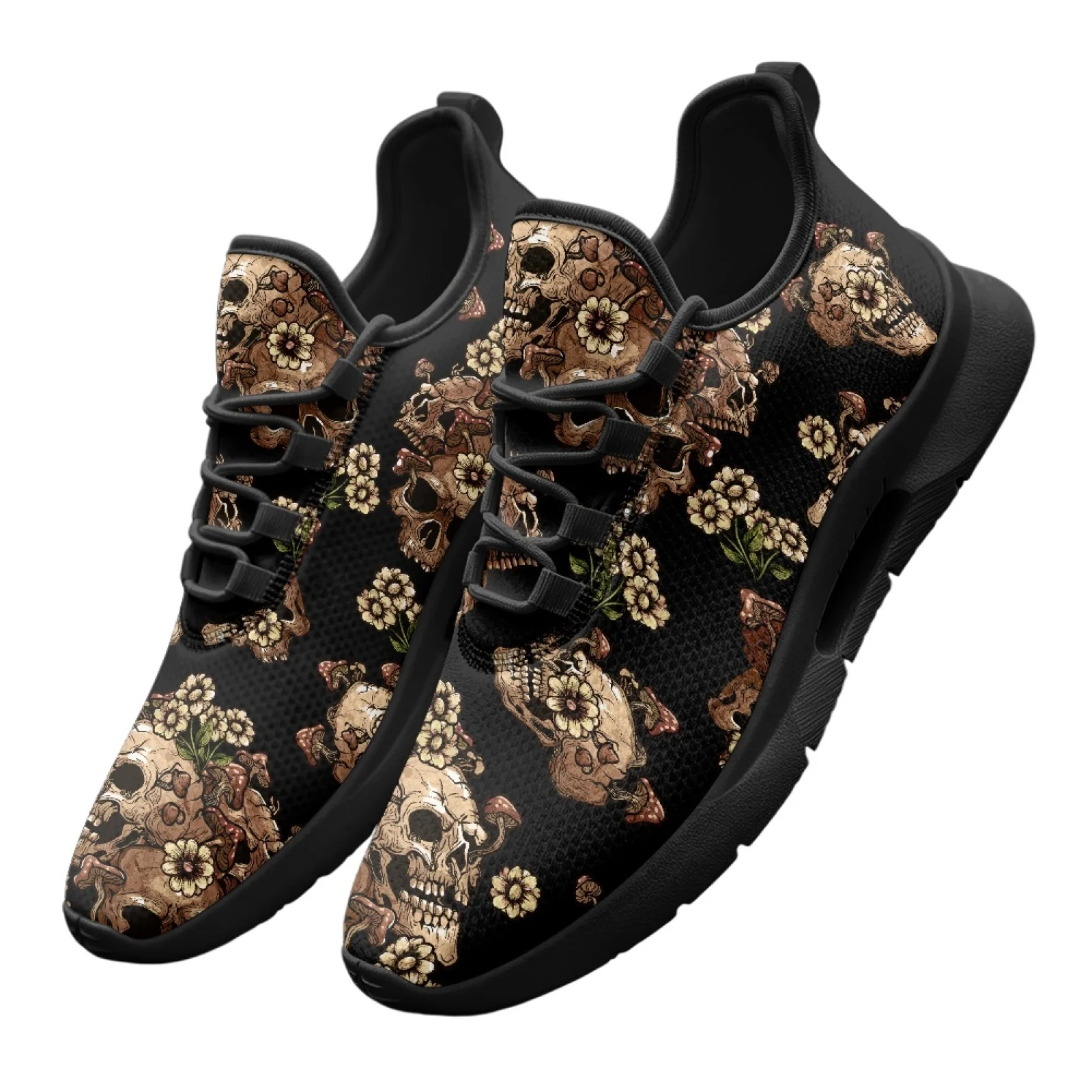 PENSTROLL Mesh & EVA Skull Flower Mushroom Comfortable Walking Shoes for Men Casual Running Business