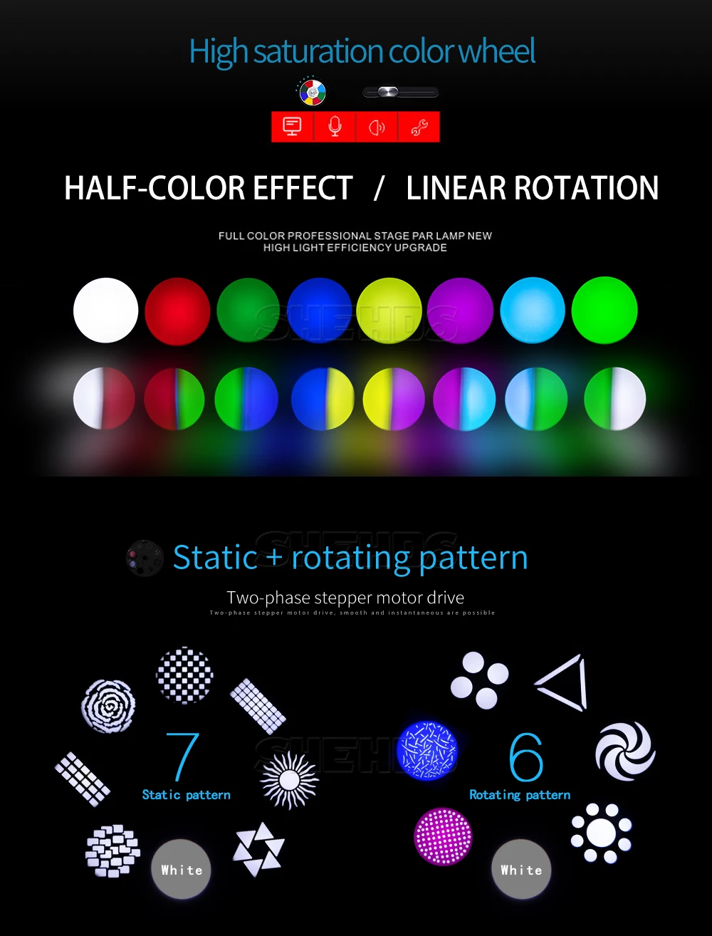 1/2PCS 100W LED Spot Lichter Mit Ring 6 Gesicht Prisma Moving Head Für Dj Party Dance disco Bühne Beleuchtung Wirkung Rotierenden Gobo – Detail 22