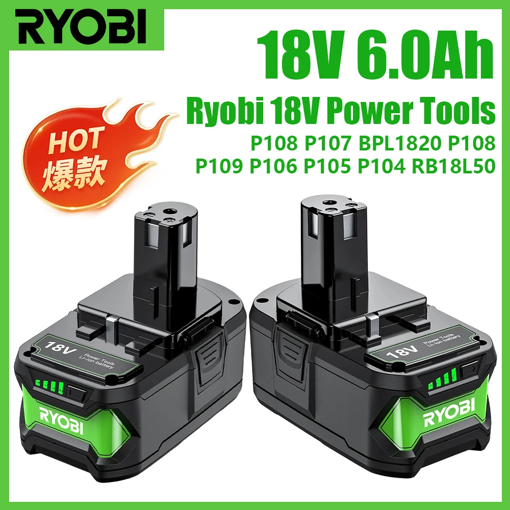 100% оригинальный аккумулятор Ryobi 18 В, 6,0 Ач, для электроинструмента Roybi ONE + Cordless P108 P102 P103 P104 P105 P107 P109, сменный аккумулятор 100% оригинальный аккумулятор Ryobi 18 В, 6,0 Ач, для электроинструмента Roybi ONE + Cordless P108 P102 P103 P104 P105 P107 P109, сменный аккумулятор
