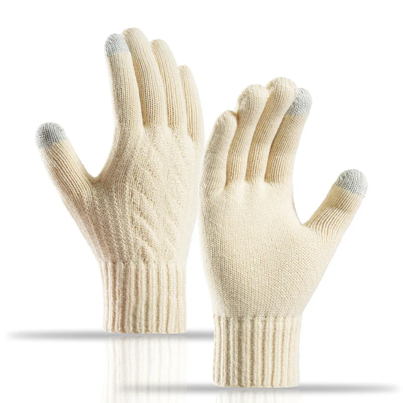 New Autumn and Winter Knitted Gloves Large-sized Men's Cold-proof and Warm Gloves and Large-sized Women's Touch-screen Gloves