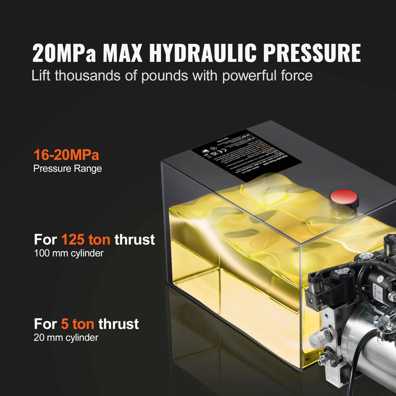 SucceBuy Hydraulic Pump 4-20 Quart Dump Trailer Pump Double Acting Dump Trailer Pump DC 12V Hydraulic Power Unit for Car Lifting
