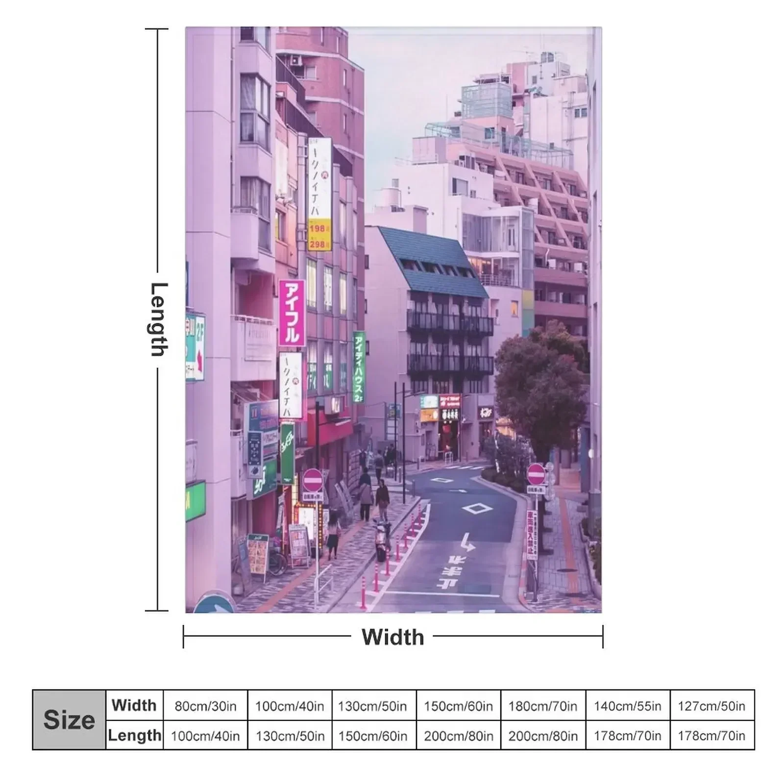 Pink City Pop Aesthetic Tokyo Japan Poster Vaporwave lofi moody vibe Throw Blanket
