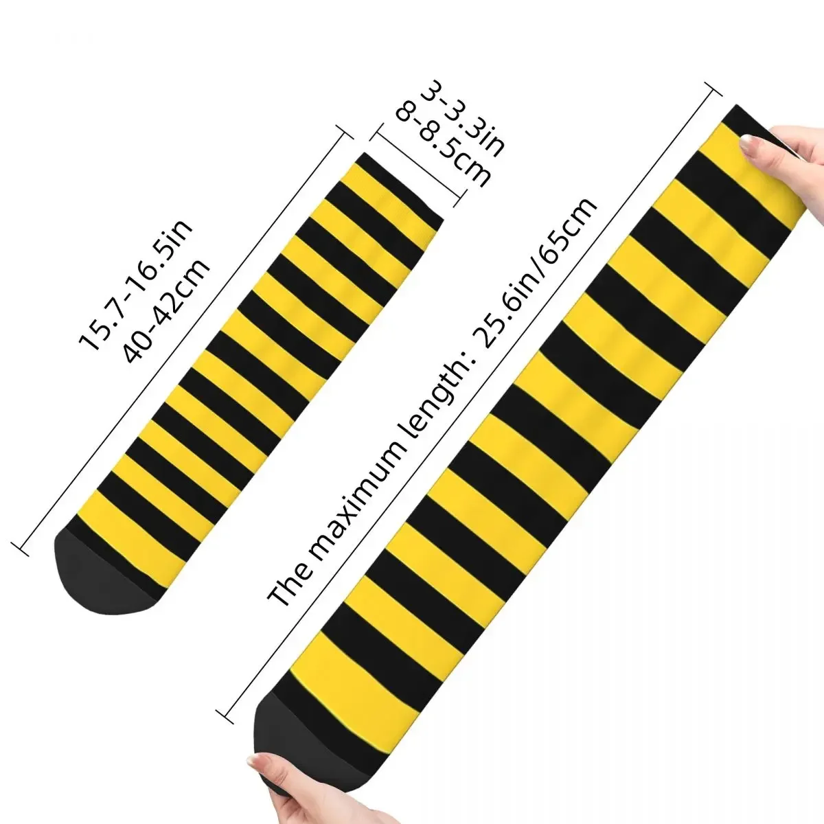 Vintage Yellow And Black Honey Bee Stripes Crazy Men\'s Socks Unisex Striped Harajuku Seamless Printed Funny Crew Sock Boys Gift