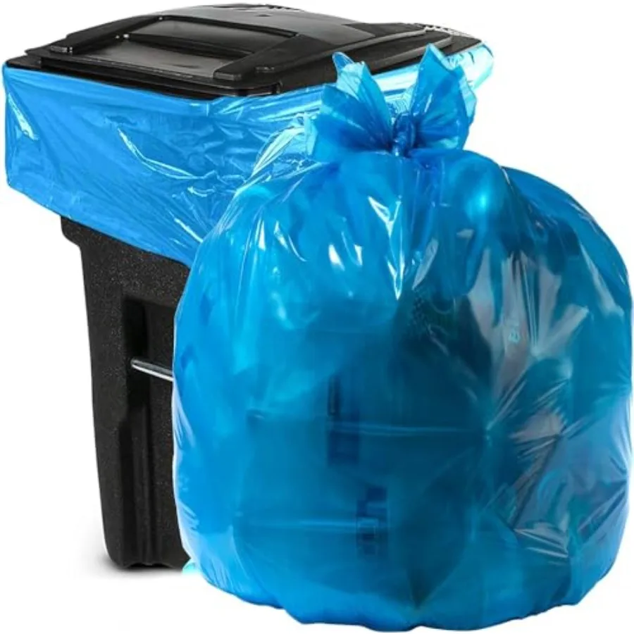 

55 Gallon Blue Trash bags for Rubbermaid Brute - Pack of 100 - Garbage or Recycling bags 38" x 55" 1.2 equivalent MIL - For Ind