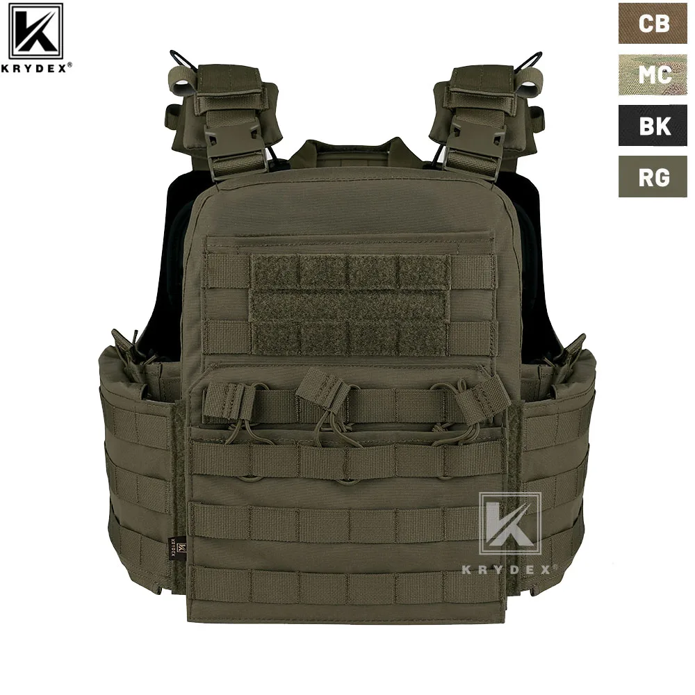 KRYDEX 500D CPC Tactical Cage Plate Carrier Heavy Duty MOLLE Vest Magazine Pouch Quick Release Adjustable Straps Combat Gear 