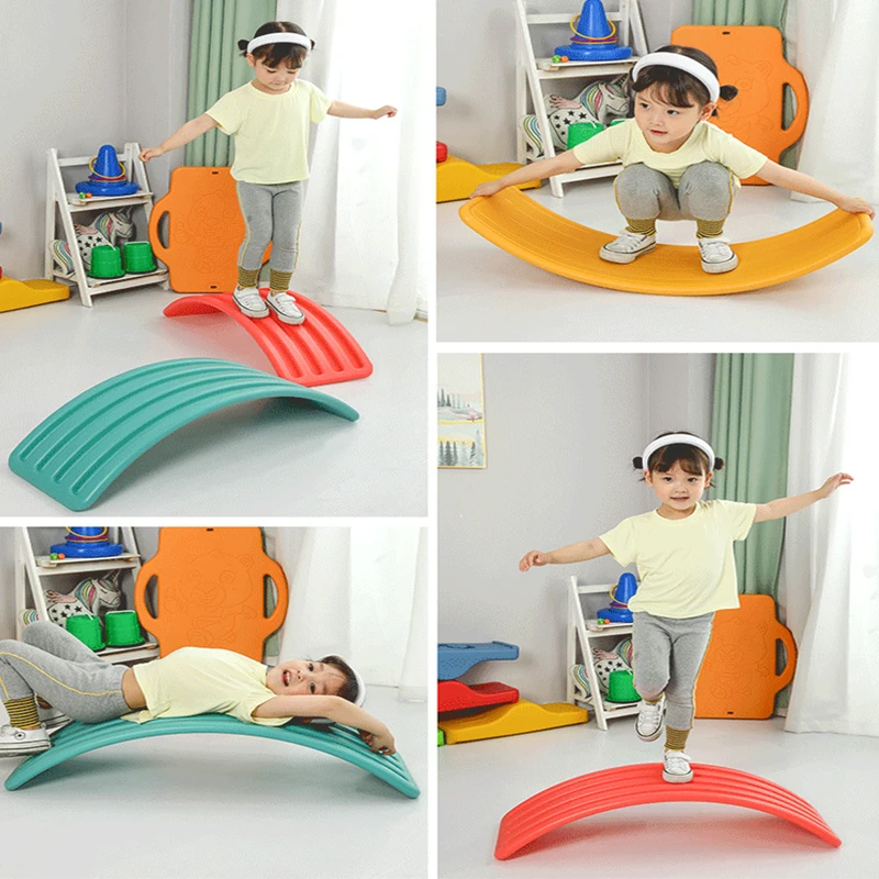 2022 Child Balance Board Seesaw Toy Indoor Curved Wobble Board Baby Double Outdoor Yoga Board Outdoor Toy Games For Kids