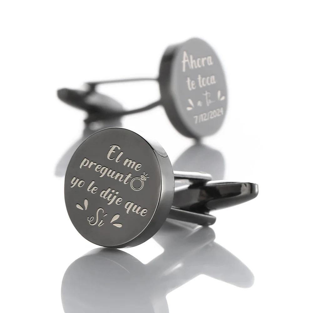 Personalized Engrave Steel Cufflinks for Wedding Birthday Men\'s  Metal Cuff Links Personalized Gents