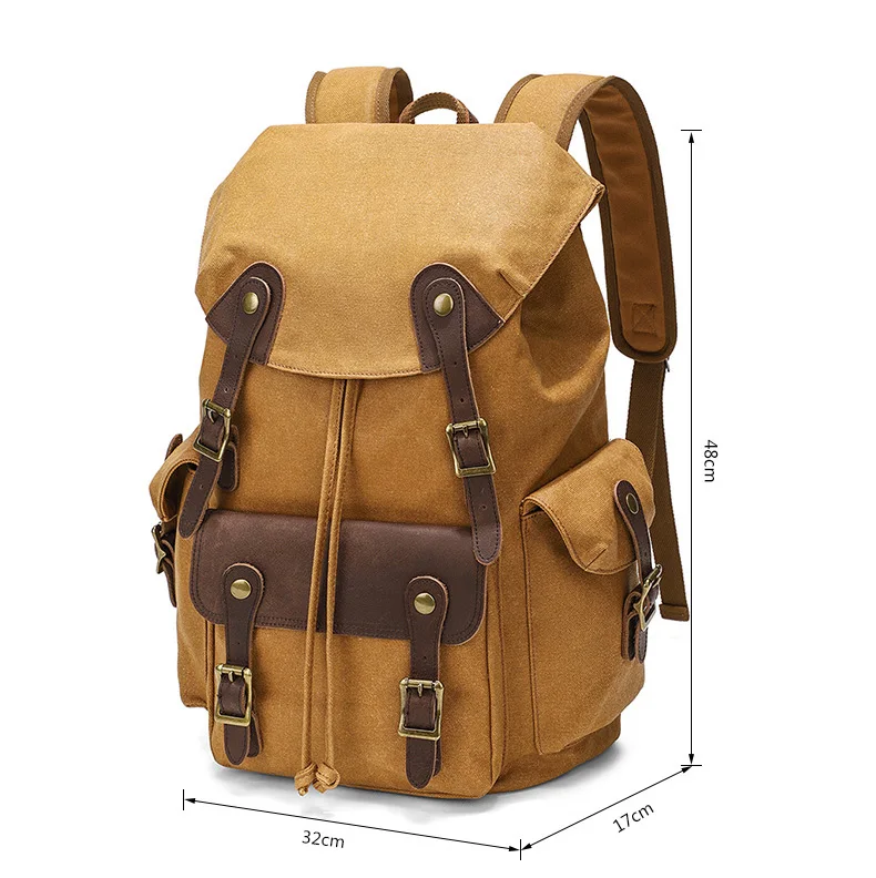Vintage Canvas Backpacks for Men Laptop Daypacks Waterproof Rucksacks Large Waxed Mountaineering Travel Pack vintage backpack