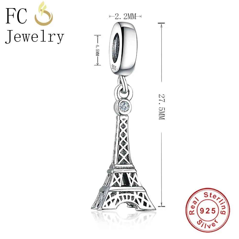 FC Jewelry Fit Original Pan Charms bracciale collana 925 argento Paris torre Eiffel ciondolo Bead Valentine Berloque fatto a mano