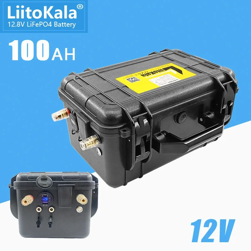 LiitoKala 12.8V 100Ah Lifepo4 Battery Pack Power bank Cycle Batteries for boat motor inverter EU US Tax Fre