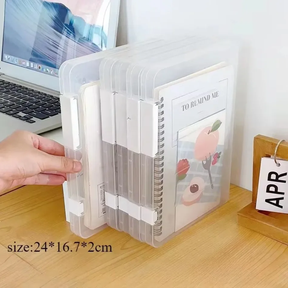 

A4 File Storage Box Transparent Plastic Document Organizer Double Buckle Waterproof Dustproof Certificate Archive Box Holder