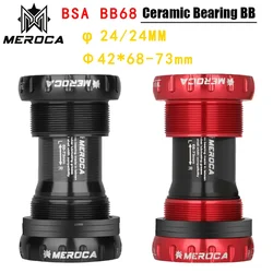 MEROCA Bicycle Bottom Bracket BSA BB68/73mm Thread Press Fit MTB Road Bike Ceramic bearing Bottom Bracket For 24mm Crankset