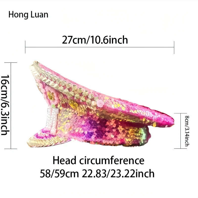 ホンルアン イエローレーザーレザーループキャプテンハット ラインストーン＆ミリタリーキャップ 女性用、レイブフェスティバルアクセサリー＆パーティーキャップ男性用