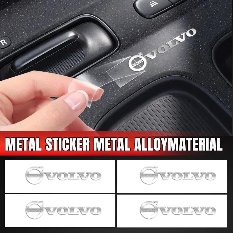 2/5/10pcs Car Styling Metal Stickers Interior Decoration Decals For Volvo XC90 V90 V60 XC60 V40 S80 S60 S90 C40 XC40 V70 XC70 T6