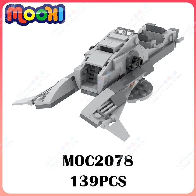 MOC2078 Interstellar Series Patrol Speeder Bike MOC Building Blocks Sci-Fi Movie Air Flying Vehicle Model Assembly Toys For Kids