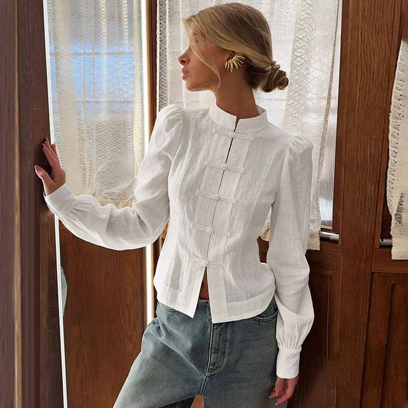 

Trendix Retro Long Sleeve Cardigan Shirts Women 2026 Summer Slim Button Patchwork Tops Street Casual Basic Commuter Tops Femme